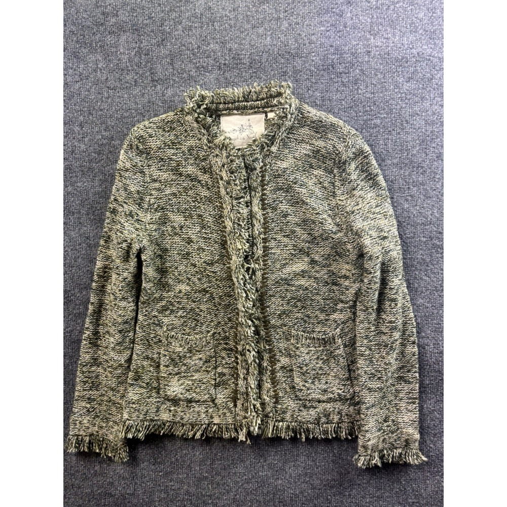 Angel of the North Anthropologie Cardigan Women M Fringe Open Front Sweater